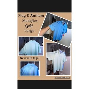 2 for 1 New Golf Polos (2) Size Large for $18 Flag & Anthem Polo Blue & Sea Mist